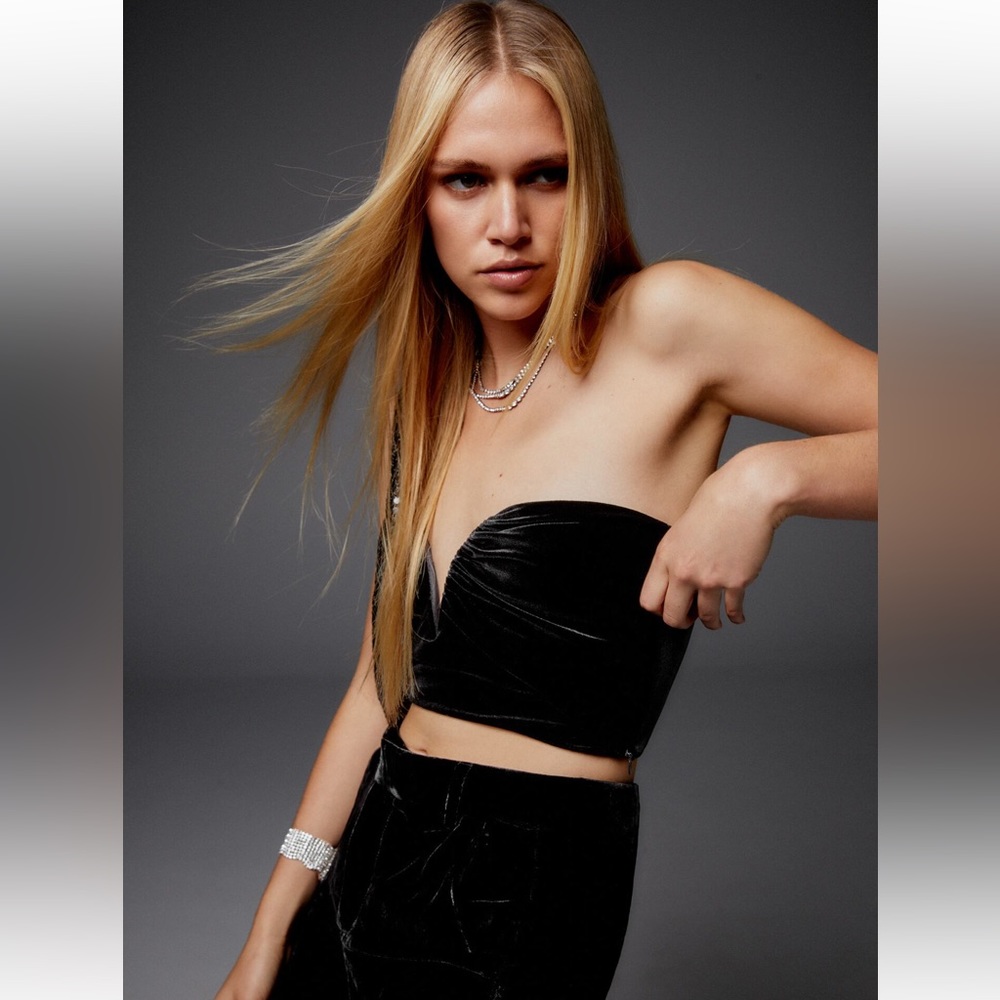 Velvet cropped bustier